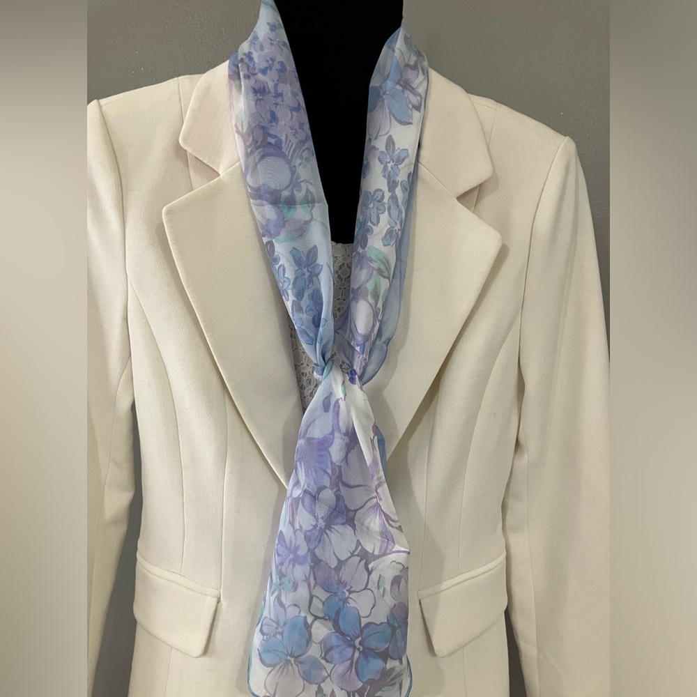 100% silk scarf blue floral